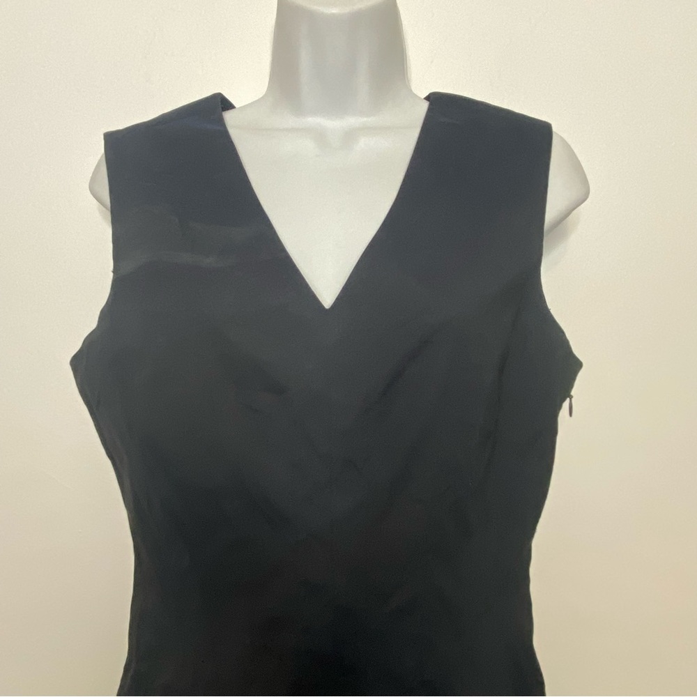 PIAZZA SEMPIONE Navy Silk V-Neck Knee-Length Dress Size 44it 8US - Picture 6 of 14